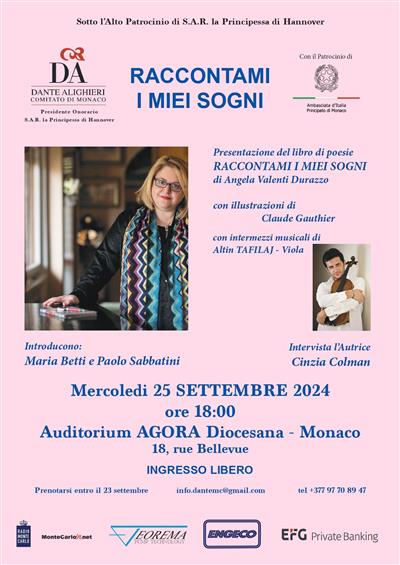 Presentazione del libro "Raccontami i miei sogni" di Angela Valenti Durazzo"