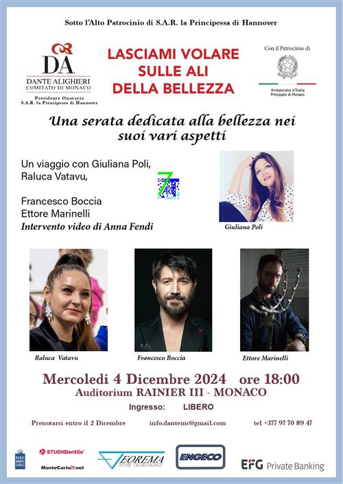 Serata-evento: "Lasciami volare sulle ali della bellezza"