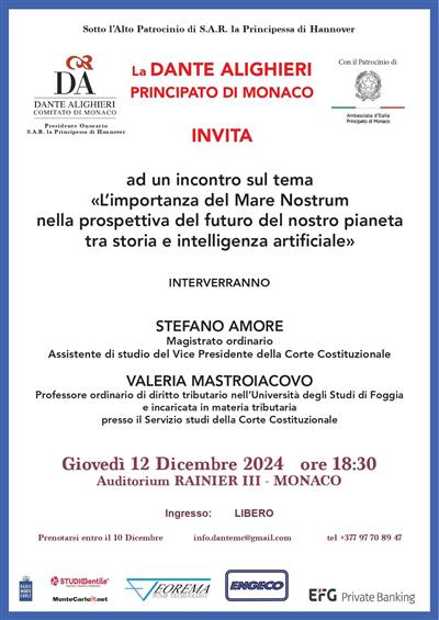 Conferenza: "L'importanza del Mare Nostrum nella prospettiva del futuro del nostro pianeta tra storia e intelligenza artificiale"