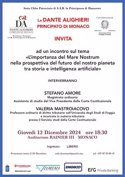 Conferenza: "L'importanza del Mare Nostrum nella prospettiva del futuro del nostro pianeta tra storia e intelligenza artificiale"