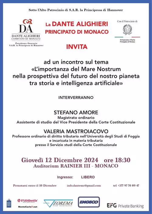 Conferenza: "L'importanza del Mare Nostrum nella prospettiva del futuro del nostro pianeta tra storia e intelligenza artificiale"